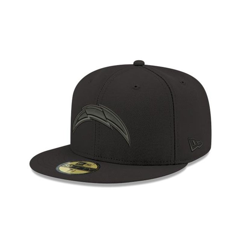 NFL Los Angeles Chargers Black On Black 59Fifty Fitted (KWU7037) - Blue New Era Caps